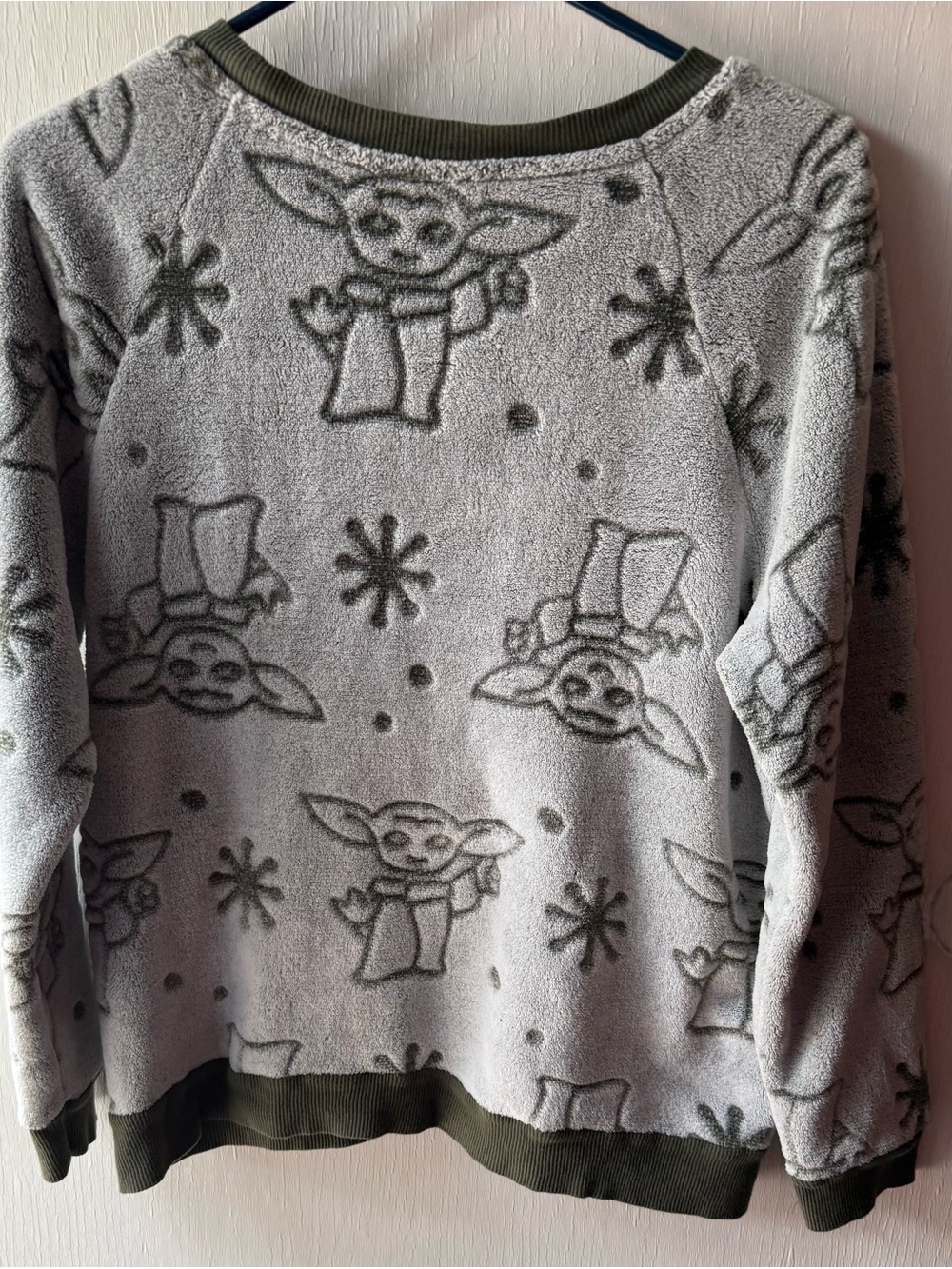 Star Wars Gray Plush Crewneck Sweater with Olive Trim - Picture 2 of 4